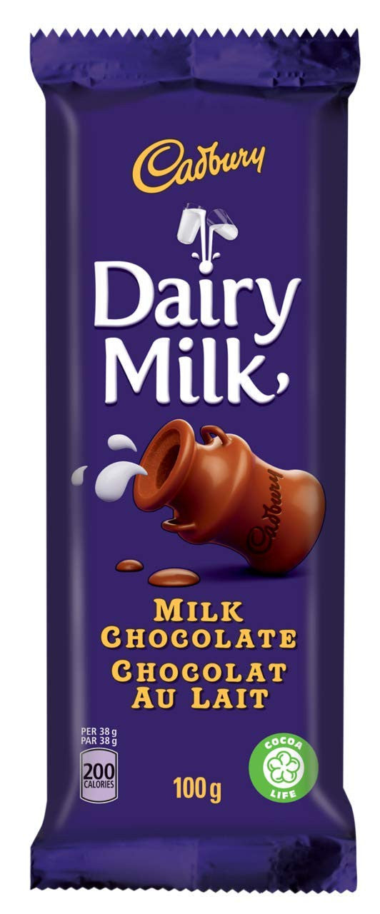 Cadbury Dairy Milk Chocolate, 100g/3.5 oz., Bar, {Imported from Canada}
